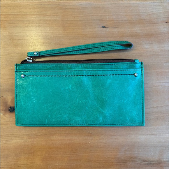 HOBO Handbags - HOBO Teal Green Leather Wristlet Clutch